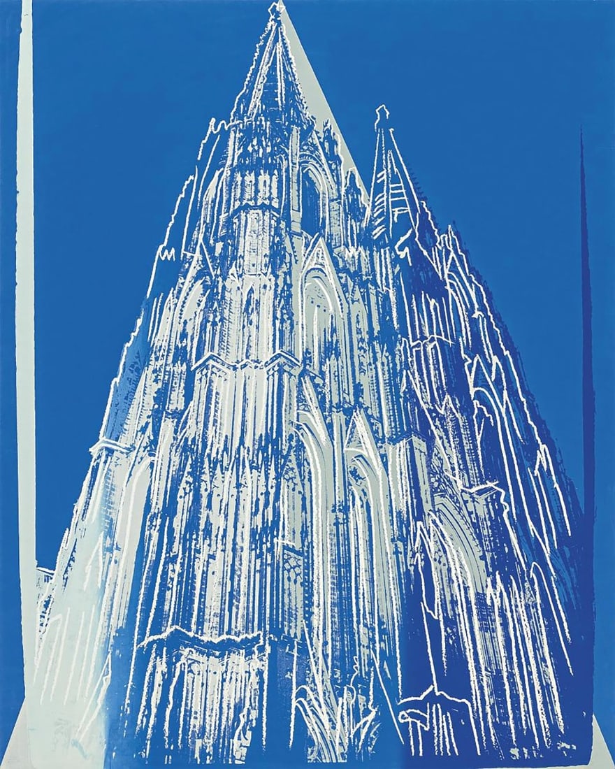 Andy Warhol - Cologne Cathedral (Blue) - Screenprint with Diamond Dust: Andy Warhol - Cologne Cathedral (Blue) .Unique screenprint in colors with diamond dust, on Lenoxmuseum board.Published by Ronald Feldman Fine Arts, Inc., New York???5Will be shipped flat.