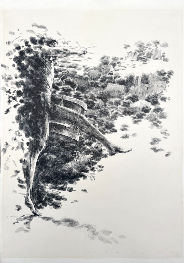 Herman Damen - Indian Ink Drawing Handsigned: Herman Damen 1950Well-known Dutch artist.Hand signed and dated.Nice pen drawing with Indian Ink.Comes from the collection of the municipality of The Hague, The Netherlands.