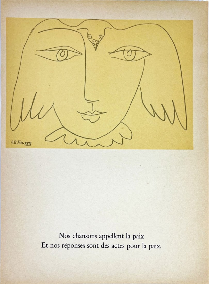 Pablo Picasso - Le Visage de la Paix - Original Mourlot lithograph 1950.: PABLO PICASSO. "Le Visage de la Paix VII"Original Mourlot lithograph 1950.signed: printed in plate.A limited edition of 2000 printed on Velin paperyear: 1950Exemplaire1928A copy of the edition is