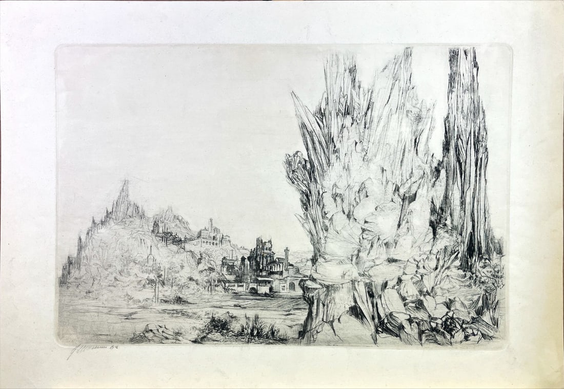 Jan (J.C.A.) Michielsen - Etching - Hand signed: Michielsen, Jan - 1939-2010 Jan Michielsen was a Dutch graphic artist and painter. Jan Michielsen trained at the Academy of Fine Arts Sint-Joost. He also taught there until 1980. He lived and worked a