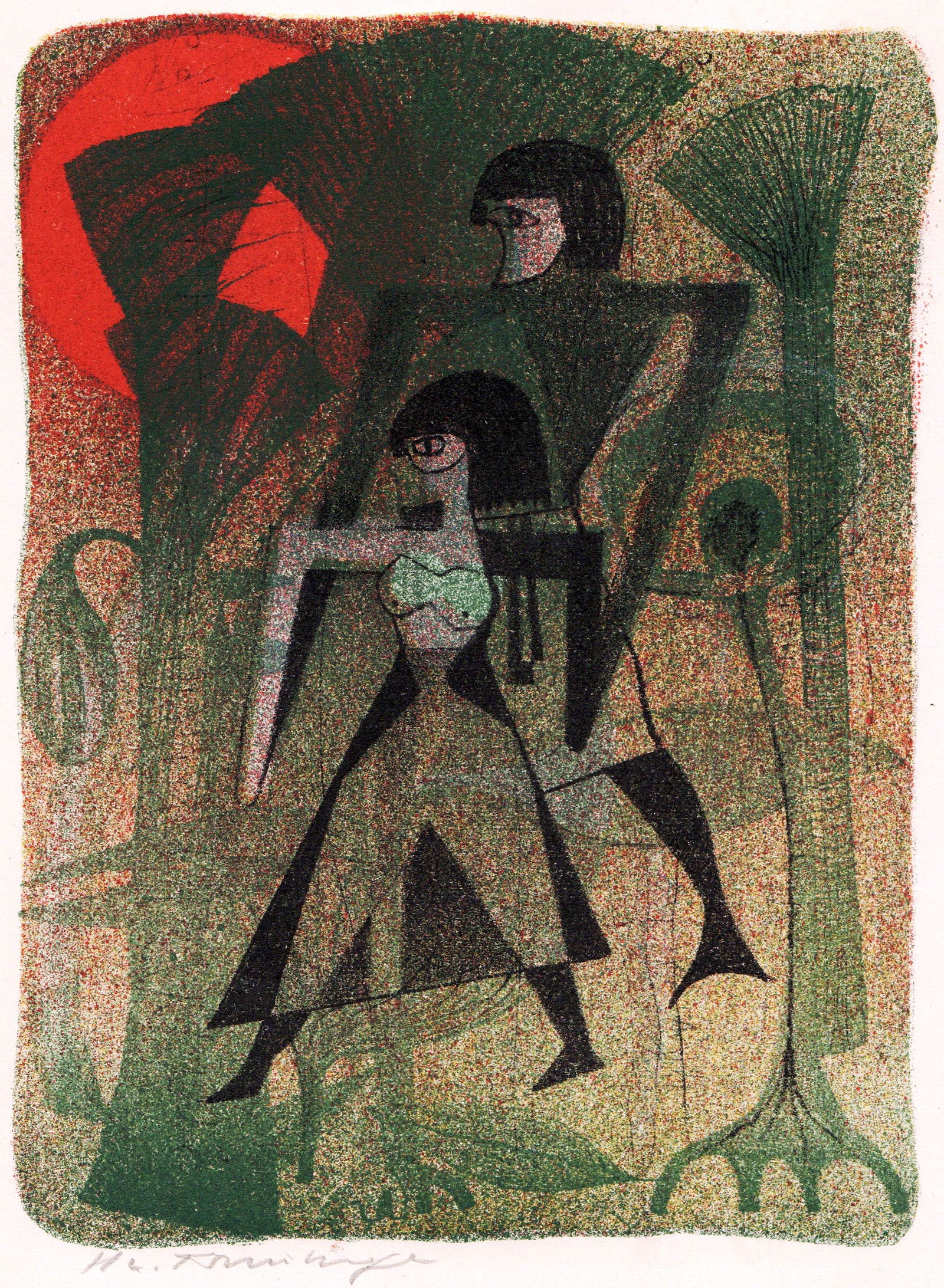 Kruiningen, Harry van. Lithograph - Handsigned: Hand-Signed in pencil by the artist. Number 30 from an edition of 100, printed by himself on Simili Japon paper.