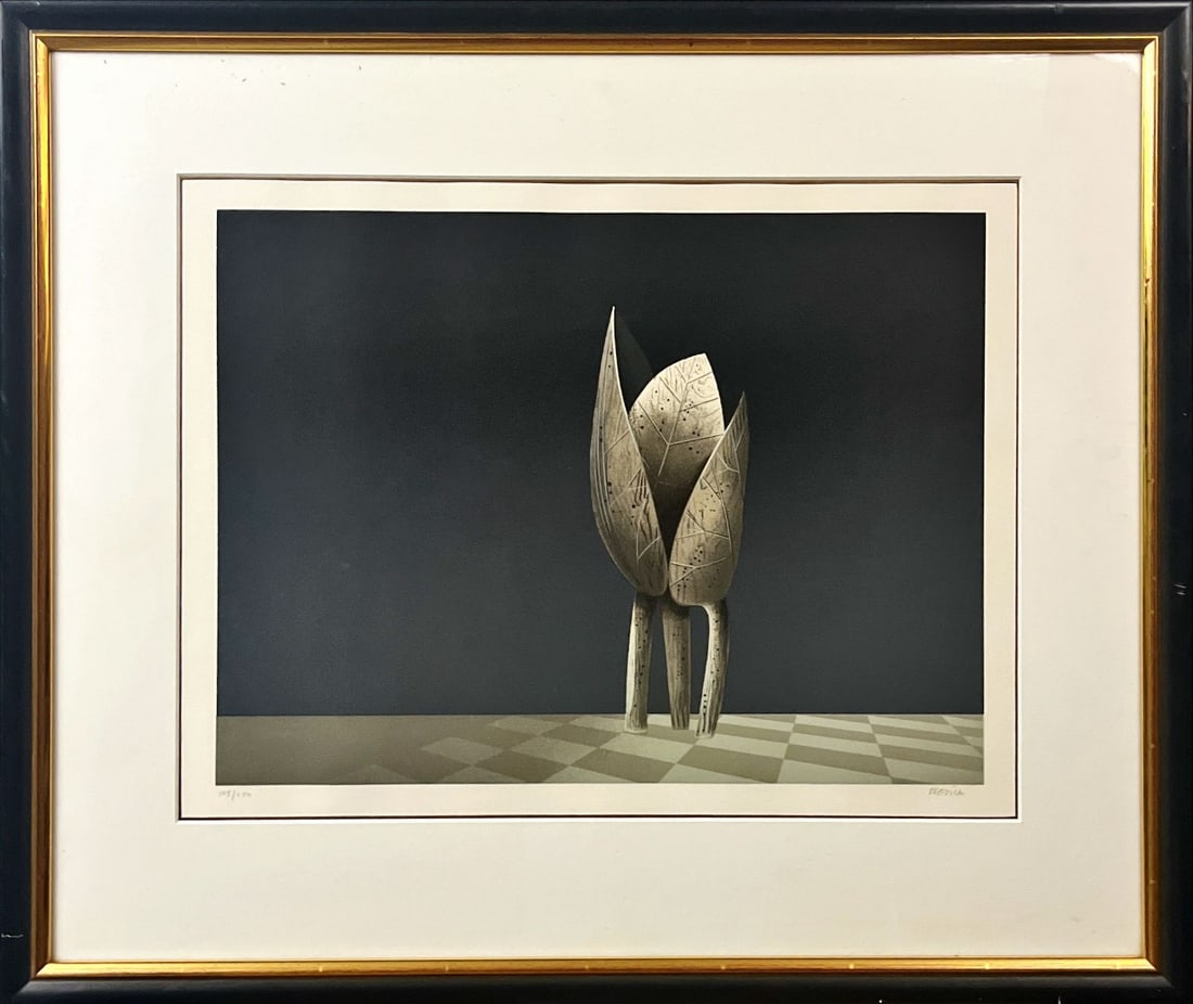Andrès Segovia - Lithograph - Hand signed: Andrès Segovia (1929-1996)Original complete frame with passe-partout and glass.Segovia is known for his surrealist still life paintings, and was the son of the noted classical guitarist of the same