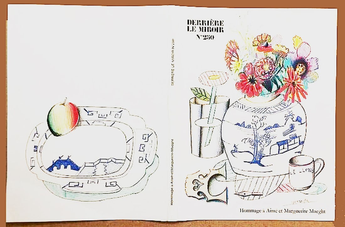 Cover of Derriere le Miroir No. 250 - 1st Edition - 1982: Saul Steinberg - Lot of 2 Lithographs - Composition Hommage a Aime et Marguerite Maeght.Lithograph - Maeght Editeur - DLM 250Saul SteinbergOriginal lithographsPublished by Maeght Editeur, Paris in