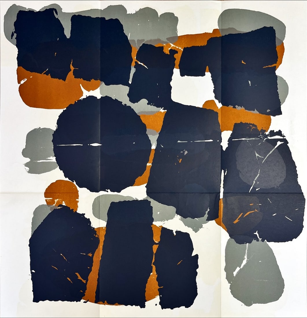 Raoul Ubac - Lithograph - DLM (Derriere le Miroir): Original lithograph, executed for Derriere le Miroir, n° 161, 1966. Published in Paris by Maeght. There is text on verso. With centerfold.Raoul Ubac - Page from Derriere le Miroir Very rarely