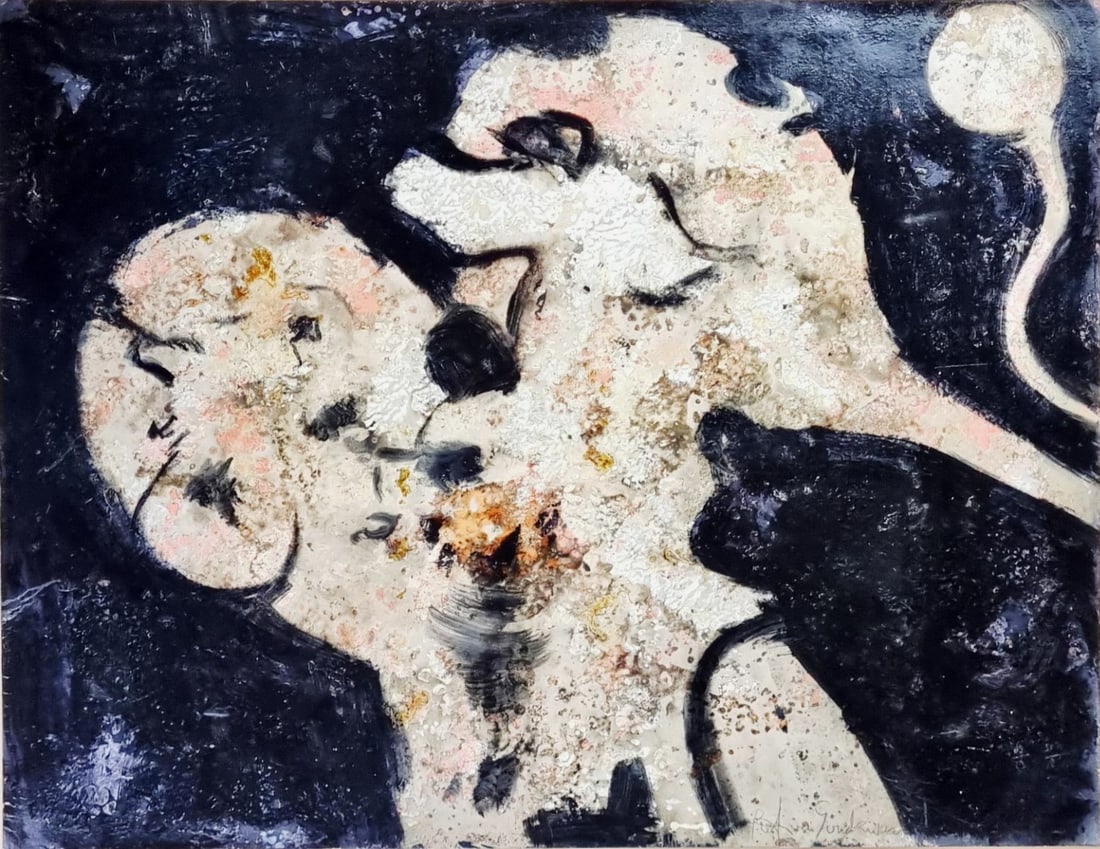 Contemporary abstract painting - Hand-signed: Abstract painting by a Dutch painter. Dutch School.Comes from the collection of the municipality of The Hague, The Netherlands.