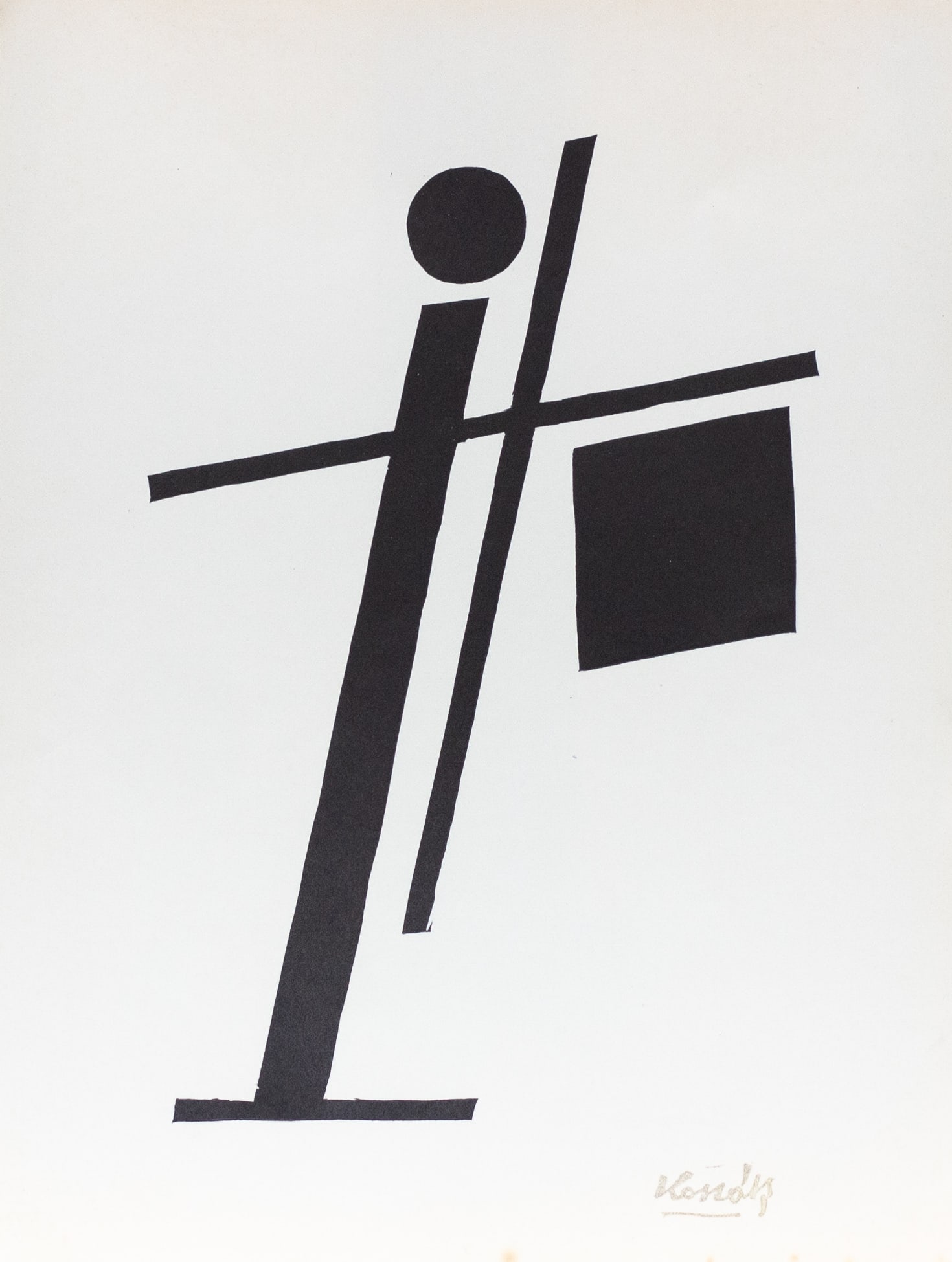 Lajos, Kassák - Woodcut.: Stamp signature.