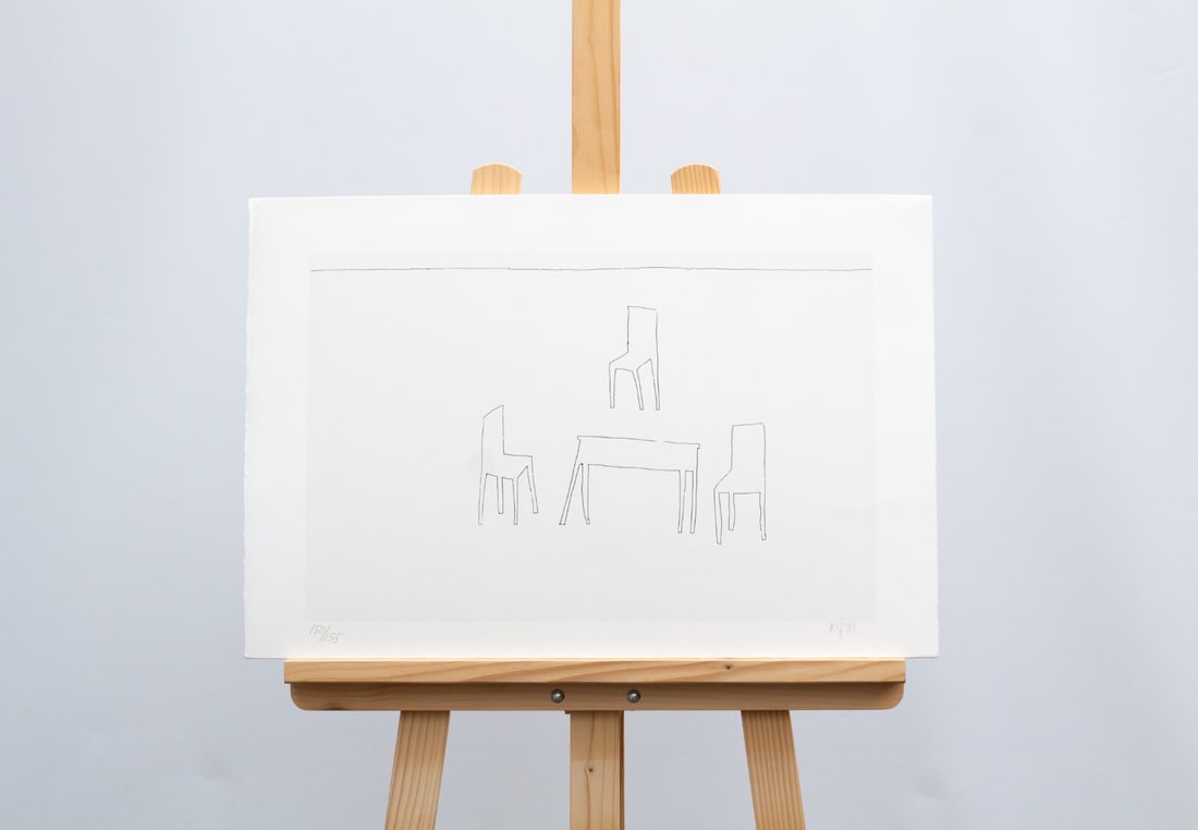 Gubbels, Klaas - Silkscreen: This silkscreen comes from the folder: Shy shadows. The text sheets are written by: K. Skippers. The folder is published by Bebert. Hand-Signed with monogram and year in pencil. Size: 76x56 cm. with