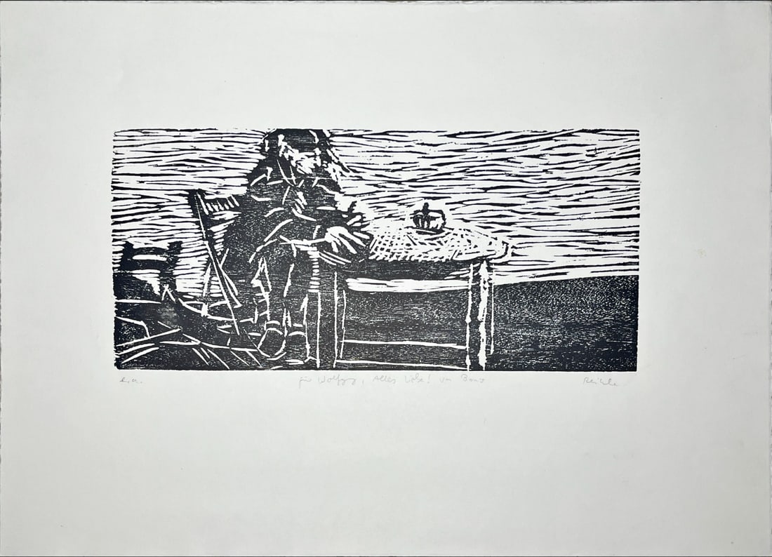 Abstract Woodblock - Hand signed: Great item from a German Artist. Comes from the collection of the municipality of The Hague, The Netherlands.