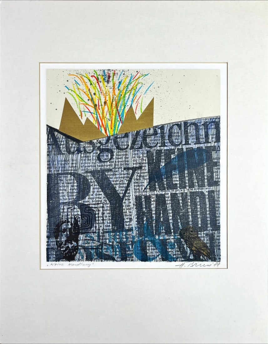 Keine Handlung - Mixed Techniques - Hand-signed: Great Mixed technique by a German Artist.Hand-signedComes with Passe-Partout