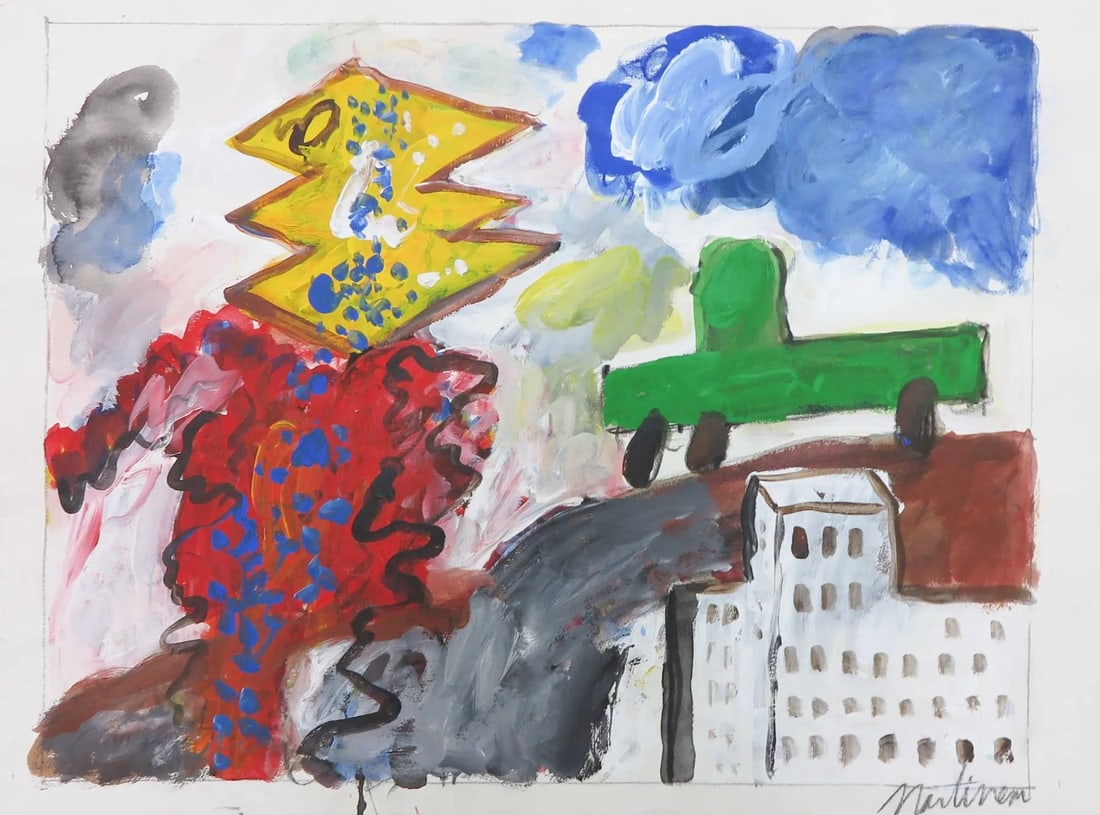 Anton Martineau - Mixed Techniques - Hand signed: Anton MARTINEAU (Amsterdam 1926 - Amsterdam 2017Martineau taught painting at the Willem de Kooning Academy in Rotterdam (1978 - 1988).He was also a lecturer at the Free Academy in The Hague (1969) and