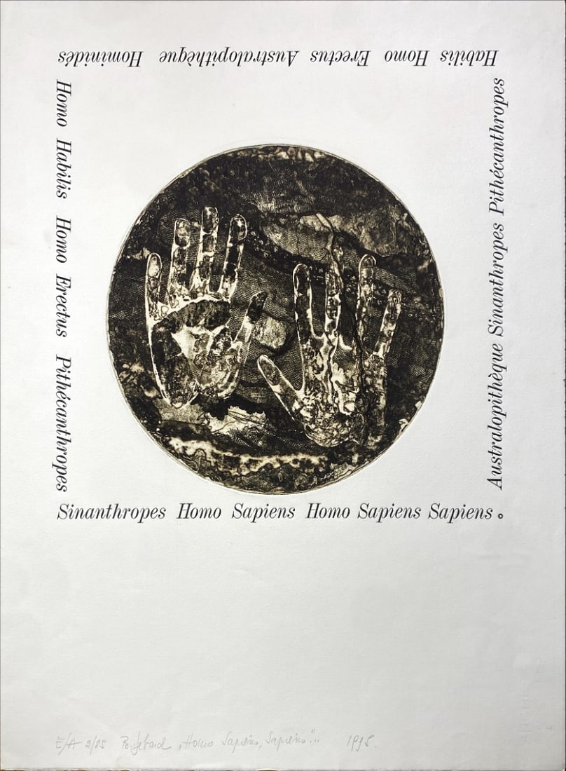 Homo Sapiens - Etching - Hand-signed: Great Etching print by a German Artist.Hand signed