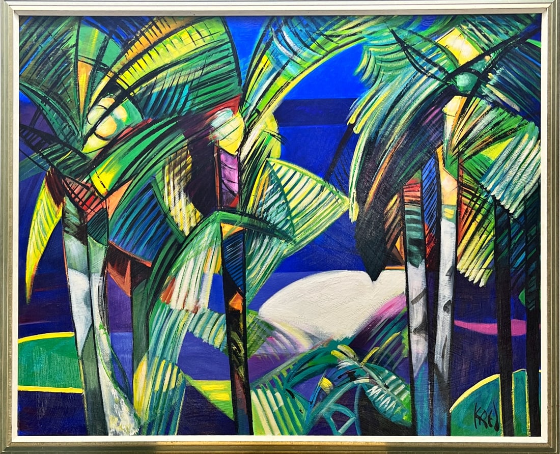 Contemporary Oil Painting - Hand signed: Contemporary oil painting on board, great quality and vibrant colors. Signed by an unreadable artist. Fully framed.Comes from the collection of the municipality of The Hague, The Netherlands.