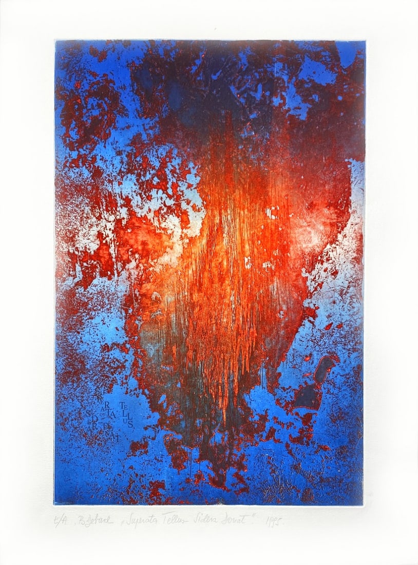 Colorful abstract Etching - Hand-signed: Great Etching print by a German Artist.Hand signed