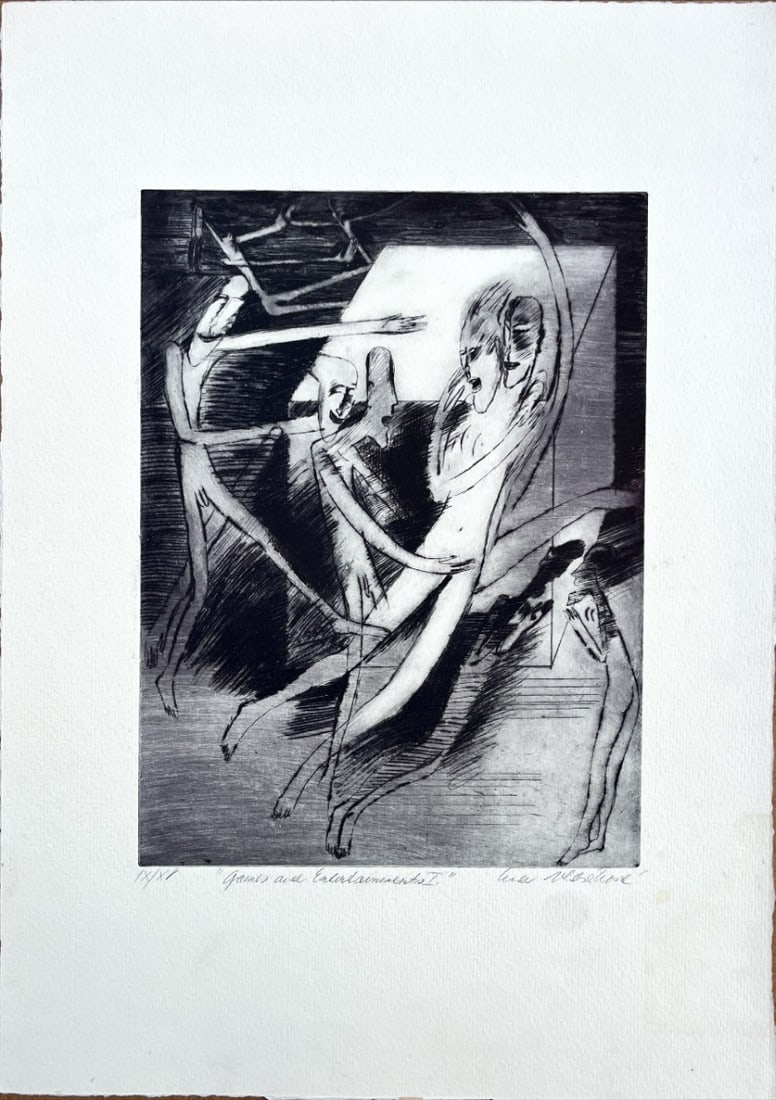 "Ganz aus Leidenschaft I" - Etching - Hand-signed: Great etching titled "Ganz aus Leidenschaft I" Hand-signed and numbered pencil by the artist. Edition: IX/XV. Provenance; collection gallery Wiek XX