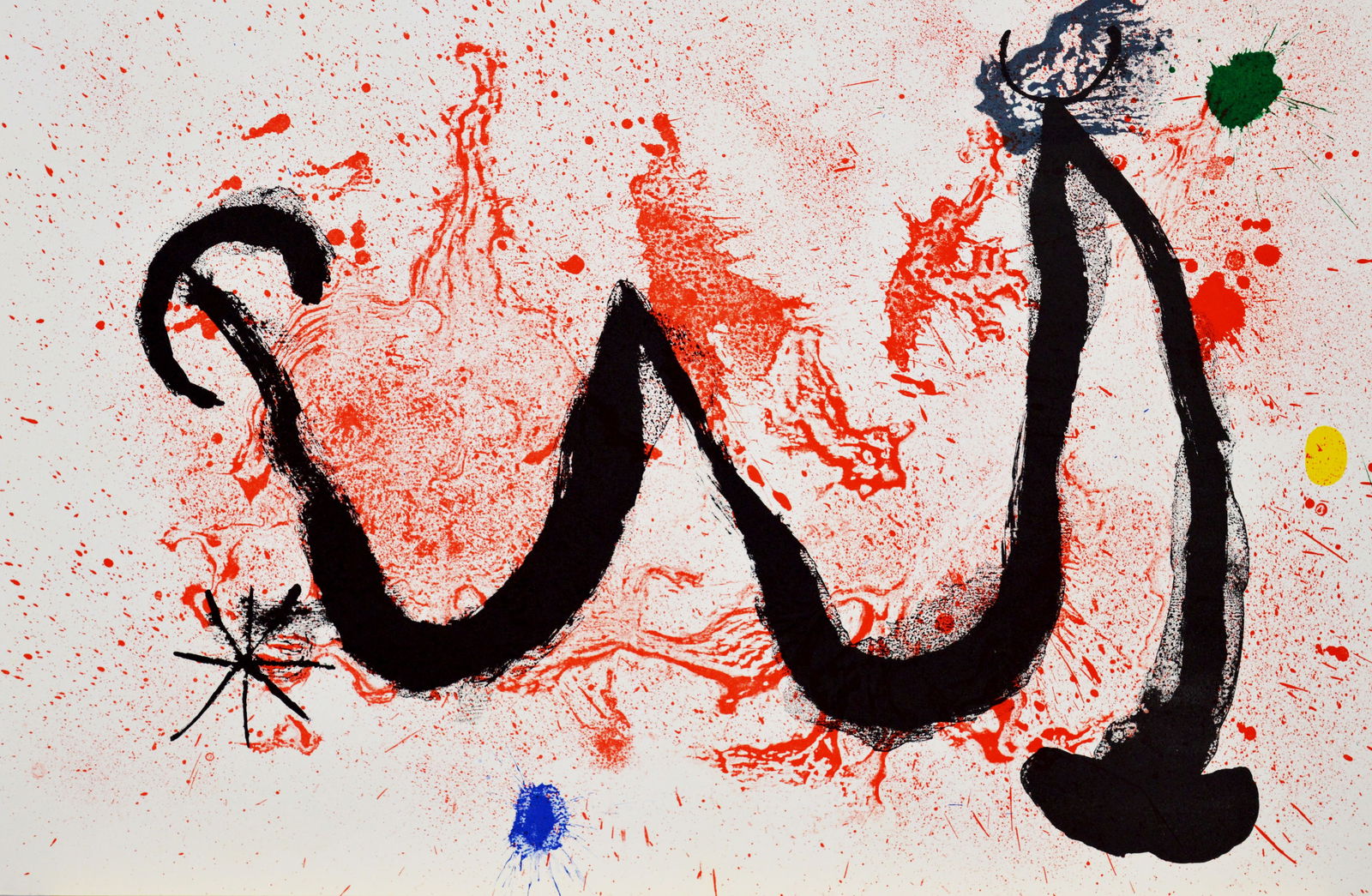 Miro, Joan - Original lithograph: Joan Miro - Untitled. Original lithograph, Executed for Derriere le Miroir, nr 139-140, 1963 and published in Paris by Maeght. There is printed text on verso. Centerfold