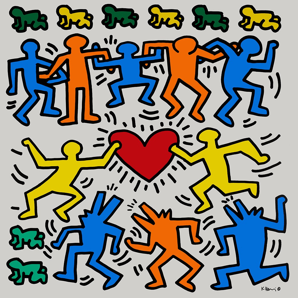 Keith Haring - Screenprint - Signed and hand numbered: Keith Haring 1958-1990Signed in the plateEmbossing stamp.The Keith Haring Fondation INC.Inspired by the street culture of New York City in the 1980s, Keith Haring was acclaimed for his pop art and gra