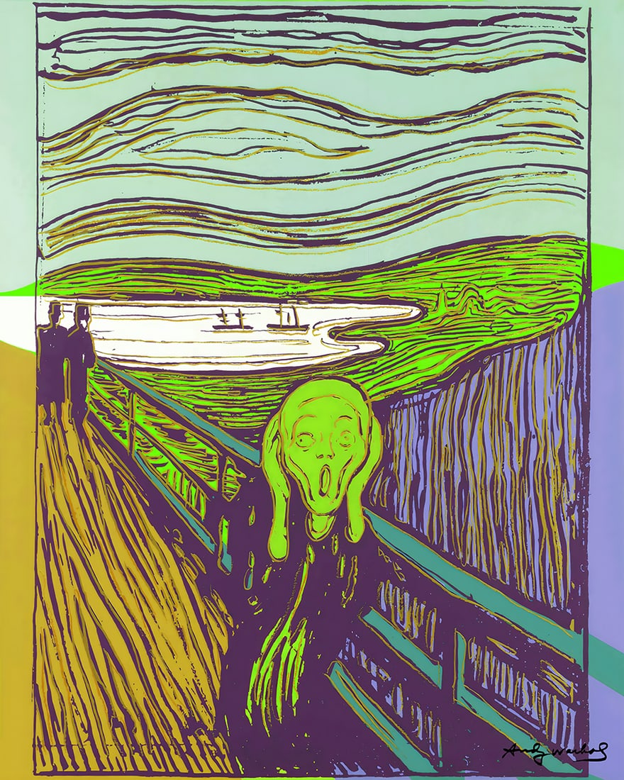 Andy Warhol - Serigraph - The Scream - Signed: Andy Warhol, serigraphThe ScreamSigned in the plate.Stamp of the Andy Warhol Foundation and embossing stamp verso.