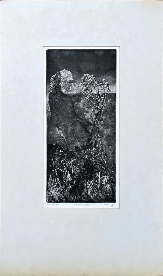 Dutch Artist - Etching- Hand-signed: Old Man in Arkadia – A striking, limited-edition print (1/8) hand-signed and numbered in pencil by the artist. Previously held in the collection of Gallery Wiek XX, this piece comes framed with a