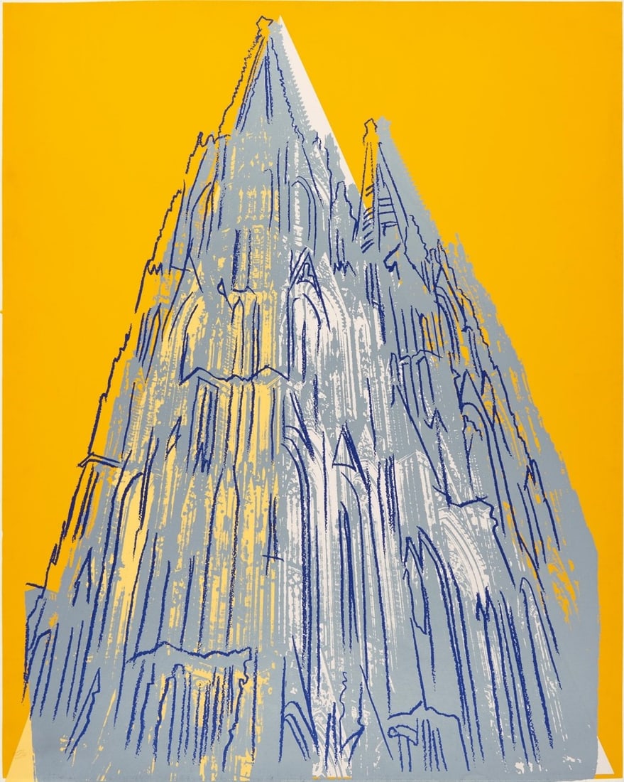 Andy Warhol - Cologne Cathedral (Yellow) - Screenprint with Diamond Dust: Andy Warhol - Cologne Cathedral (Yellow) .Unique screenprint in colors with diamond dust, on Lenoxmuseum board.Published by Ronald Feldman Fine Arts, Inc., New York???5Will be shipped flat.