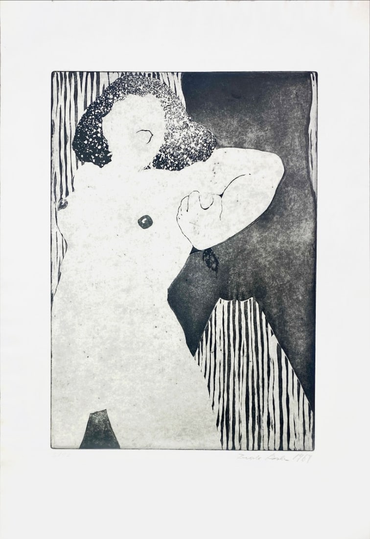 Abstract nude - Etching - Hand signed: Great Etching by a German Undecipherable Artist.Hand signed and numbered