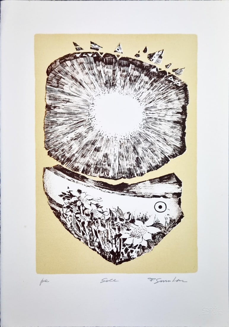 Sole - Lithograph - Hand-signed: Great item from a French Artist, titled Sole. Comes from the collection of the municipality of The Hague, The Netherlands.