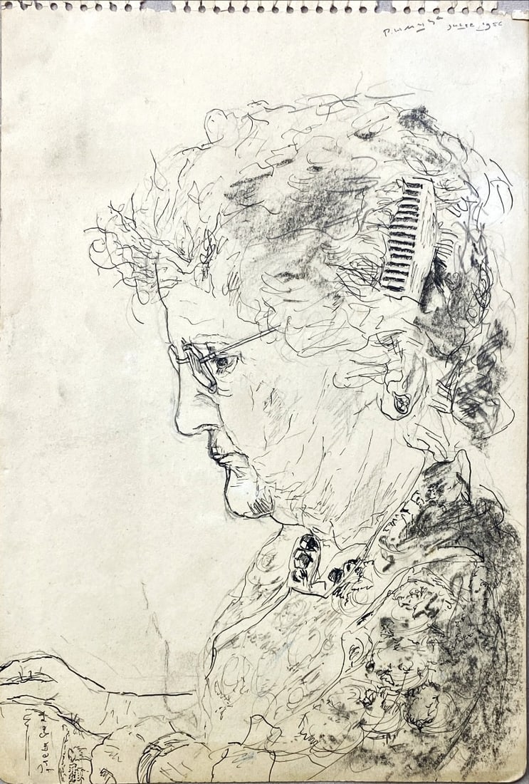 Portrait of a lady - Ink Drawing- Hand signed: Great Ink Drawing by a German Undecipherable Artist.Hand signed and dated