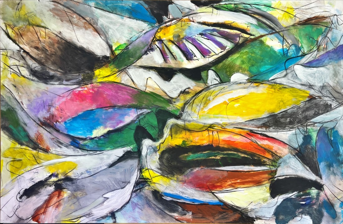 Colorful artwork in Mixed Techniques: Unknow Dutch Artist.Great Painting, mixed techniques.