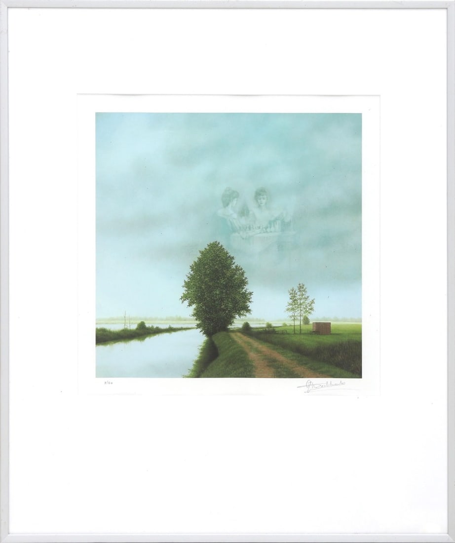 Gerrie Wachtmeester - Lithograph - Hand signed: Gerrie WachtmeesterLithograph, hand signed.Edition: 7/50Fully framed with passe-partout and glassOne of the best Dutch fine art painters of magic realism. His paintings are also in Dutch museums.