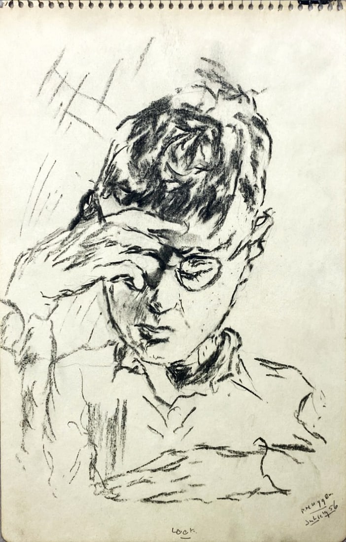 Lock - Drawing- Hand-signed: Great Drawing by a German Artist. Hand signed and dated. Also a pencil drawing on the back