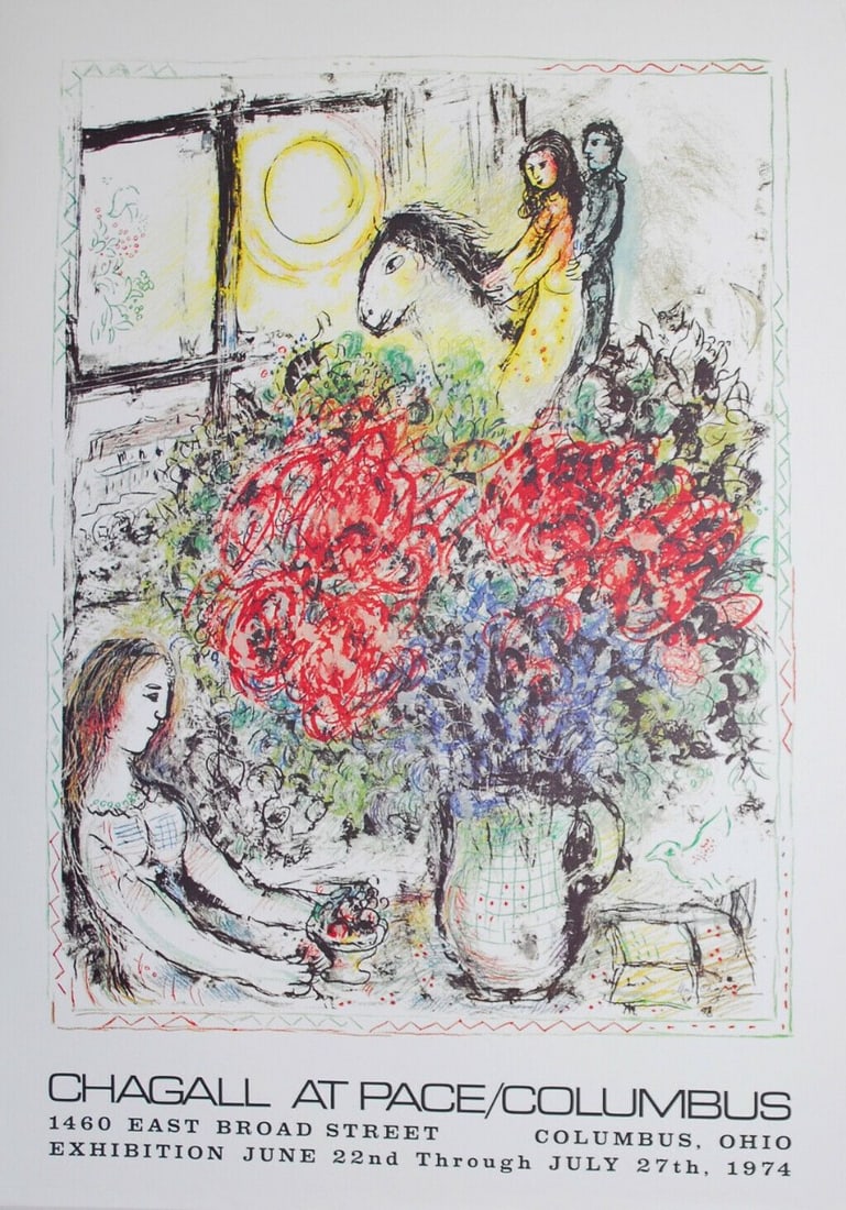 Chagall, Marc - Lithograph: Exhibition Affiche, limited edition.Marc Chagall (born Moishe Shagal; 6 July [O.S. 24 June] 1887 – 28 March 1985) was a Russian-French artist of Belarusian Jewish origin. An early modernist, he was