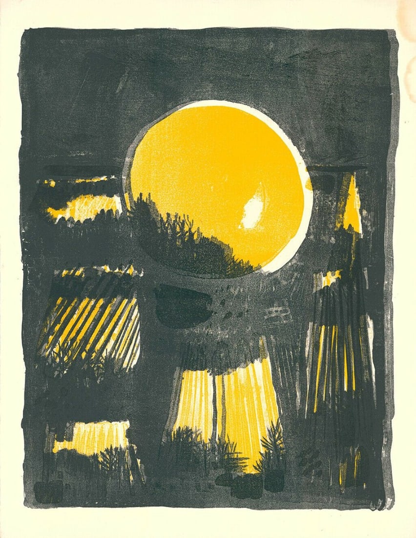 Great Lithograph: Great color lithograph of an unknown artist. Has some discoloration in the white, upper right, not visible anymore with a Passe-Partout.Comes from the collection of the municipality of The Hague, The