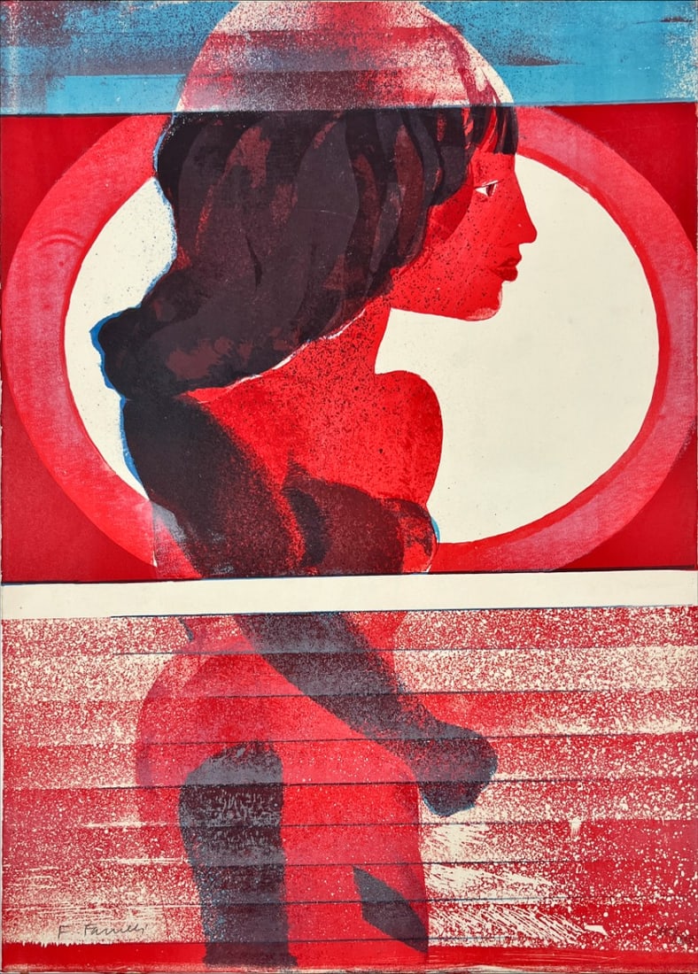 Colorfull Silkscreen - Hand-signed: Great Silkscreen of a female figure in bright colors. Comes from the collection of the municipality of The Hague, The Netherlands.