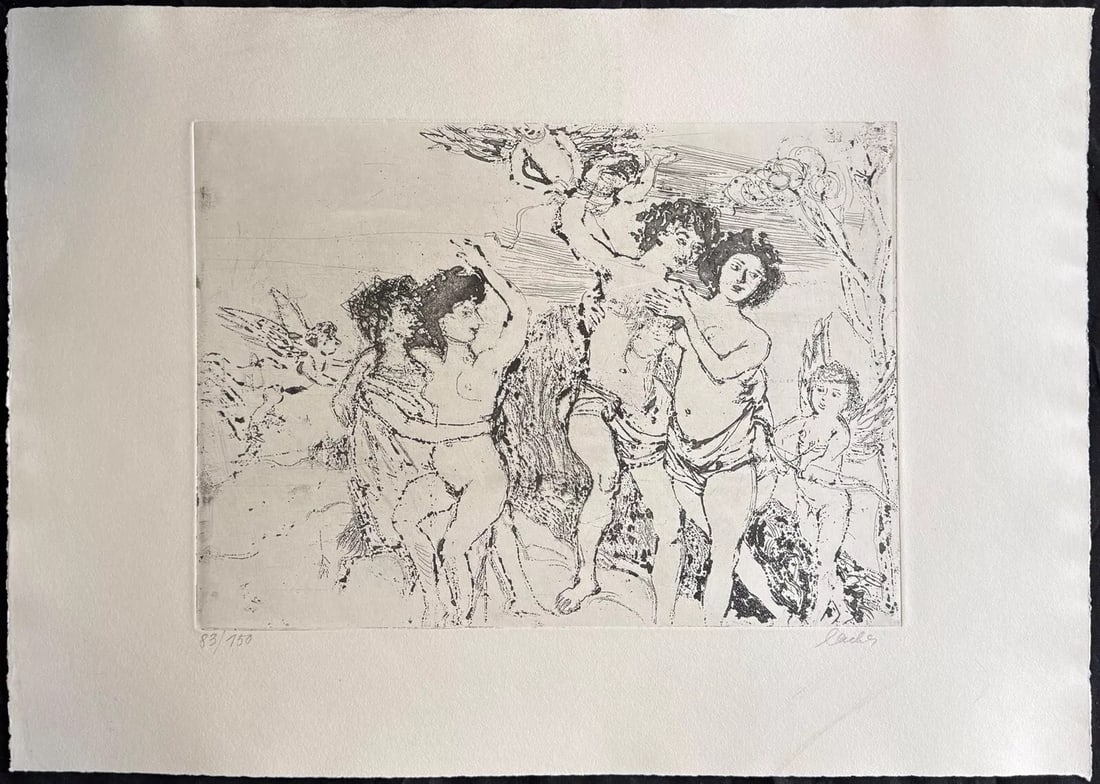 Max Lacher - Etching - Hand signed: Max Lacher (Munich 1905 - Munich 1988)German painter, graphic artist (lithographs and drypoint etchings), designer of monumental art: murals, window paintings, frescoes and mosaics. Education: