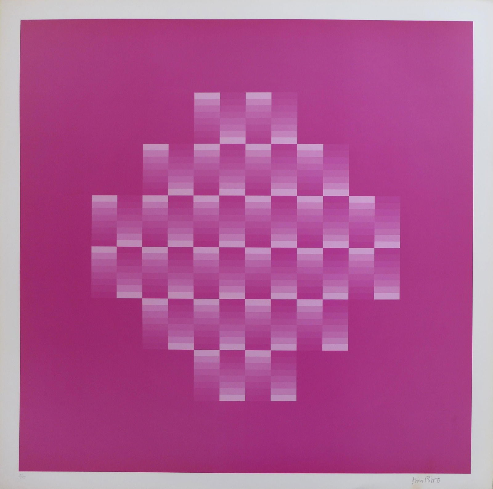 Bird, Jim. Tribute to Vasarely. Lithograph - Handsigned: Handsigned and nummebered. Published and printed by Poligrafa, Barcelona.