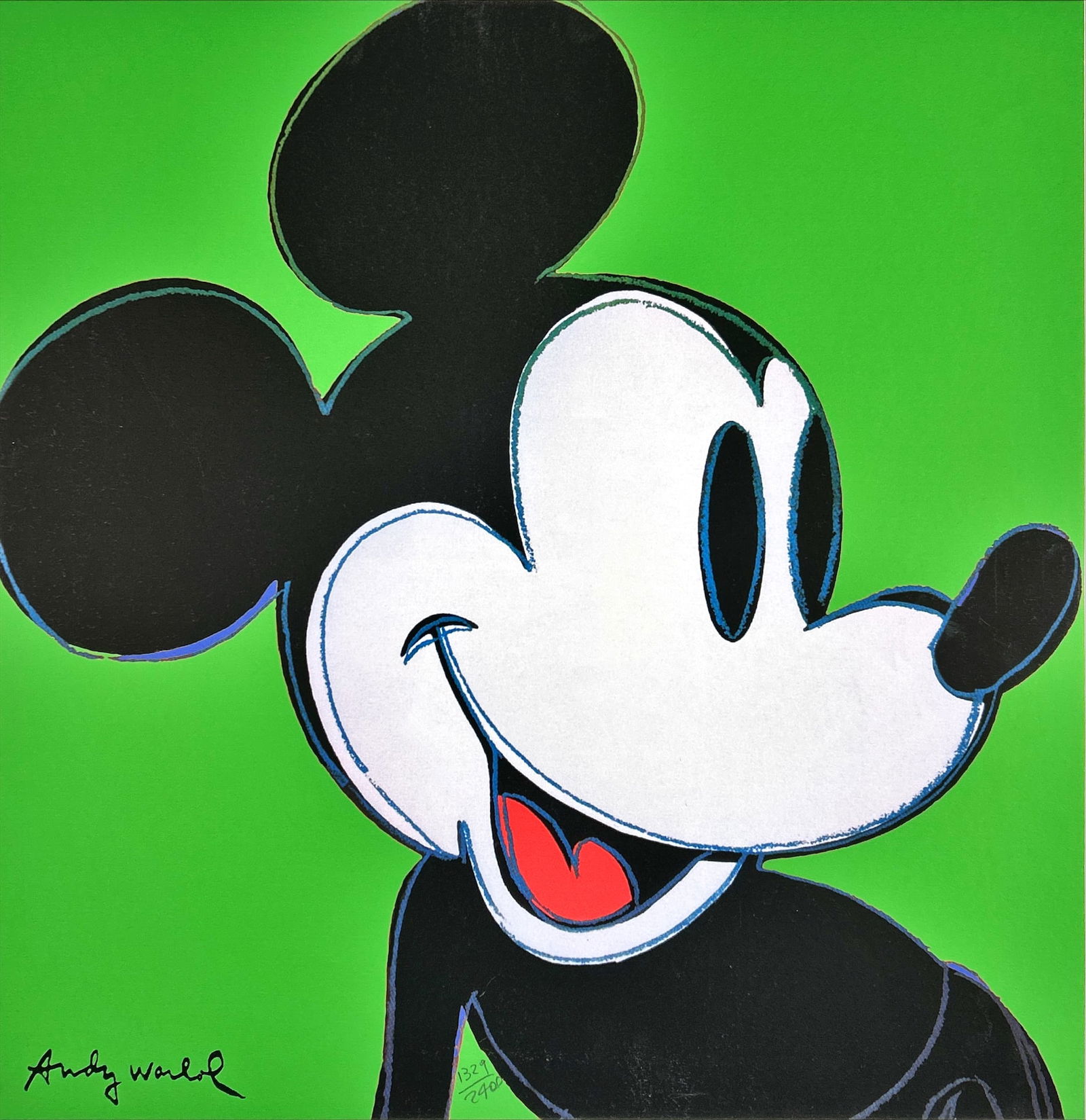 Andy Warhol - Lithograph - Andy Warhol - Lithograph: Andy Warhol.Lithograph "Mickey Mouse"Signed of the plate and numbered by handLimited Edition of 2400 piecesEach piece is individually numbered Number can differ from the pictureCMOA Stamp on the back