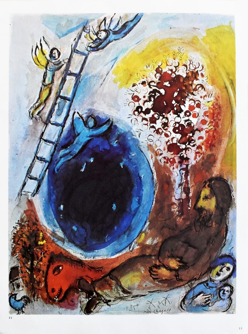 Marc Chagall - Derriere le Miroir No. 225 - 1977 - Signed: Marc Chagall - from Derriere le Miroir 225-1977Signed in the plateVery rarely lithograph of Derrière le Miroir n°225, published in 1977 Editor and publisher of The Maeght Gallery, Paris and Maeght