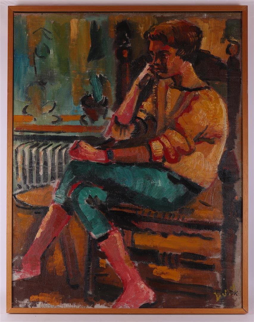 Dulmen Krumpelman, Erasmus Herman van - Oil Painting - Hand signed: Title: Meisje - Ellen de Rook ("Girl - Ellen de Rook"), Oil-painting on canvas, hand-signed by the artist. Fully framed.The German artist Erasmus Bernhard van Dulmen Krumpelman (1897-1987) moved with