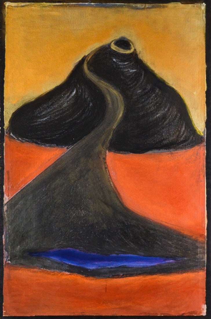 Simone ten Bosch - Chalk Drawing - Hand-signed: Title: Spoor: Chalk Drawing (1986), Hand-signed verso. The paper is mounted on a panel. Comes from the collection of the municipality of The Hague, The Netherlands.Simone ten Bosch(1957) is a visual