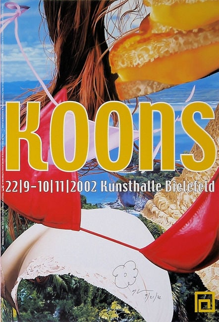 Jeff Koons - Exhibition poster - Hand signed with small hand drawing: Jeff Koons 1955 -Jeff Koons is one of the most prominent artists working today. He is known for challenging the limitations of fabrication while transforming everyday images and objects into works of