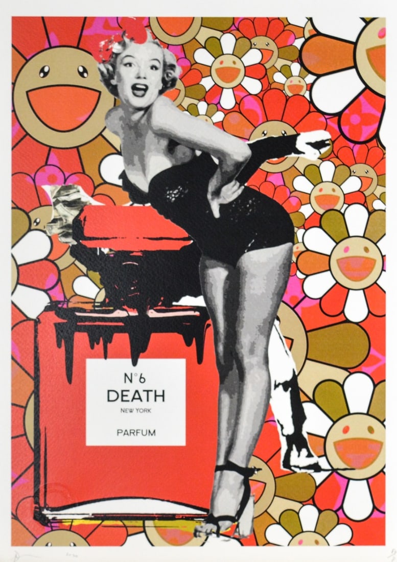 Death NYC - Marilyn Sunshine No 6 Death New York Parfum: Hand signature by the Artist. Original certificate and golden seal included. DEATH NYC's artwork featured in galleries and streets around the world. Recently also featured in the Google Glass commerci