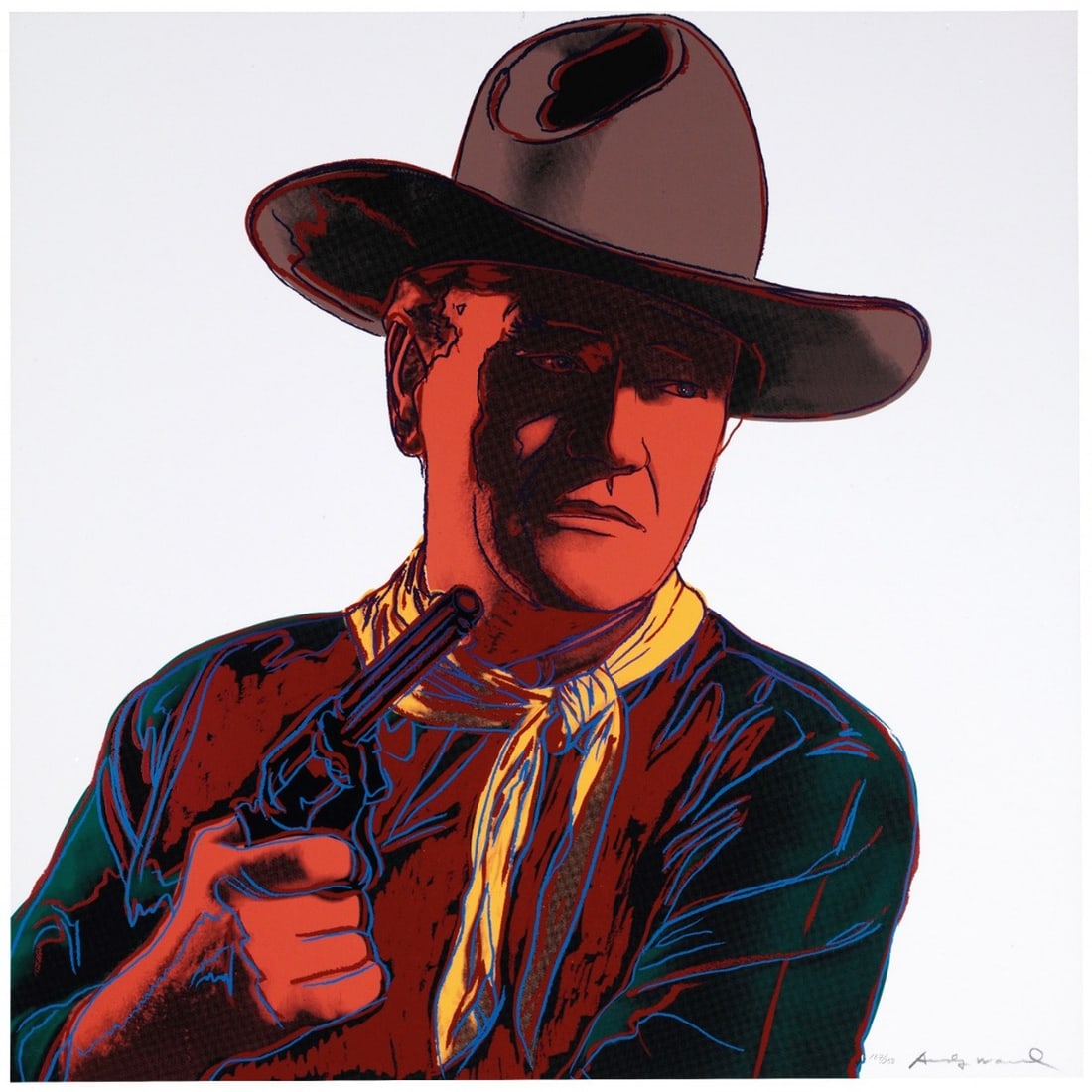 Andy Warhol - Serigraph - Cowboys &Indians - Signed: Andy Wahol, serigraphCowboys &Indians - John Wayne’ leads the way at John Moran.Signed in the plate.Warranty stamp of the Andy Warhol Foundation