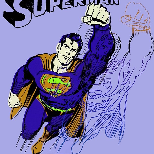 Andy Warhol - Superman - Screenprint with Diamond Dust: Andy Warhol - Superman.Unique screenprint in colors with diamond dust, on Lenoxmuseum board.Published by Ronald Feldman Fine Arts, Inc., New York????Will be shipped flat.