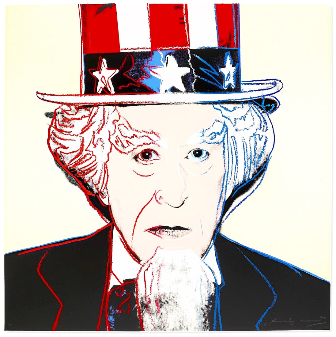 Andy Warhol - Myths - Uncle Sam - Screenprint with Diamond Dust: Andy Warhol - Uncle Sam.Unique screenprint in colors with diamond dust, on Lenoxmuseum board.Published by Ronald Feldman Fine Arts, Inc., New York????Will be shipped flat.