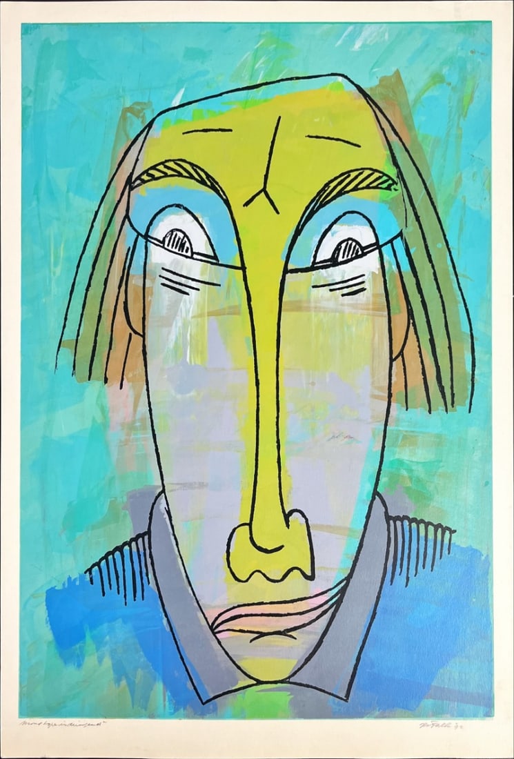 Portrait - Silkscreen - Hand-signed: Portrait by an unknown artist.Great Silkcreen.Comes from the collection of the municipality of The Hague, The Netherlands.