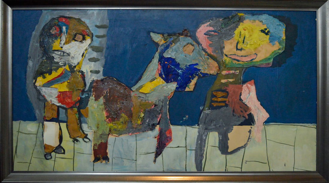 Hans Veneman - Collage - Hand-signed: Hans (Johannes) Veneman, 1939-1991Collage of paper with acrylic paint on chipboard by Hans Veneman. Hand signed verso.Comes with nice new frame.Hans Veneman was a socially engaged artist. who wanted