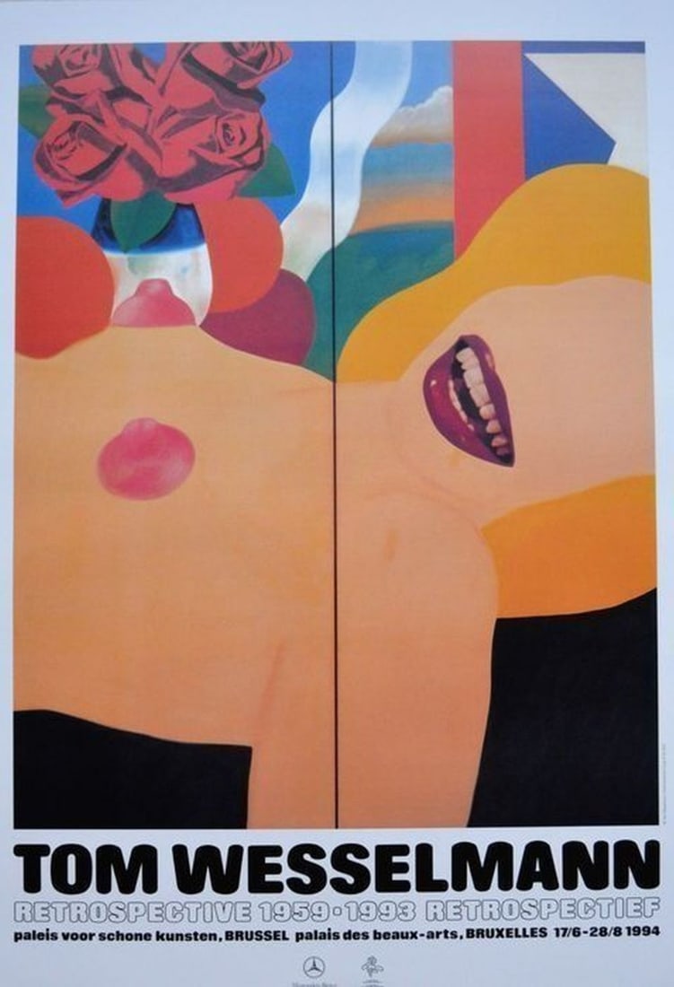Wesselman, Tom - Poster/Afiche: Beautifully colourful poster from 1994. Tom Wesselmann: Retrospective 1959-1993 at the Centre for Fine Arts in Brussels 1994. Design: Copyright Tom Wesselmann'Great American Nude' # 53 - 1964