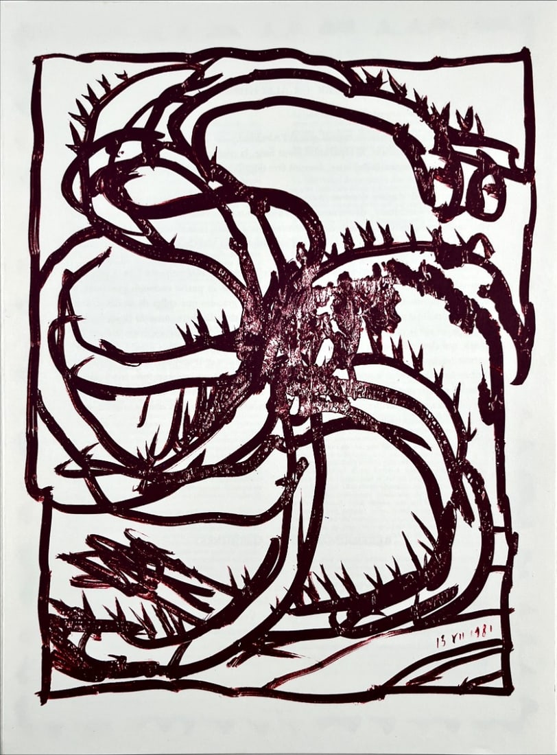 Alechinsky, P. - Original lithograph from Derriere le Miroir: Pierre Alechinsky - Cover- Original lithograph, Executed for Derriere le Miroir nr 247, 1981. Published in Paris by Maeght. There is text on verso.