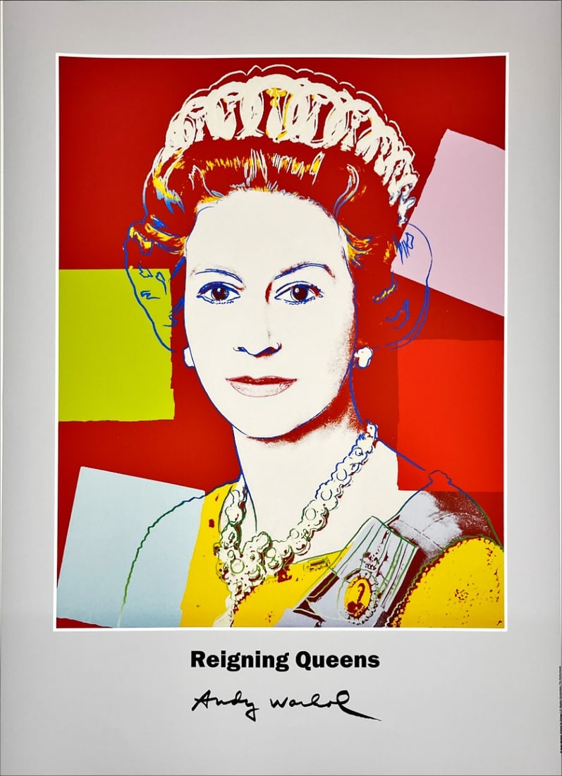 Andy Warhol - Reigning Queens: Andy Warhol. Printed by George C.P. Mulder Amsterdam, The Netherlands.Poster of Reigning Queens: Queen Elizabeth of the United Kingdom