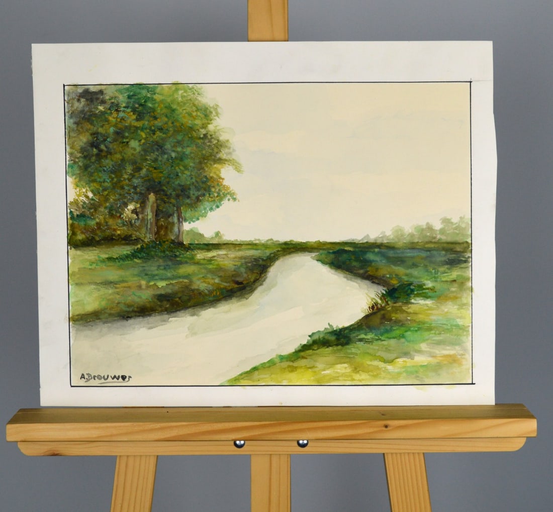 A. Brouwer - Watercolor: Handsigned.Comes from the collection of the municipality of The Hague, The Netherlands.