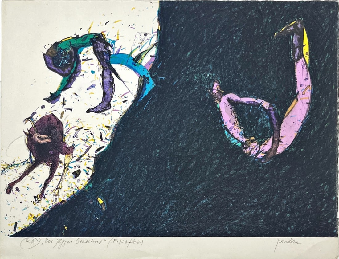 Pavel Rou?ka - Lithograph - hand signed: Pavel Rou?ka is a Czech painter, graphic artist and illustrator. In the years 1956-1960 he studied at the Industrial School of Geodesy and Cartography in Prague. In the years 1968-1971 he was engaged